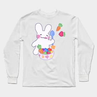 Bunny with fruit salad bowl Long Sleeve T-Shirt